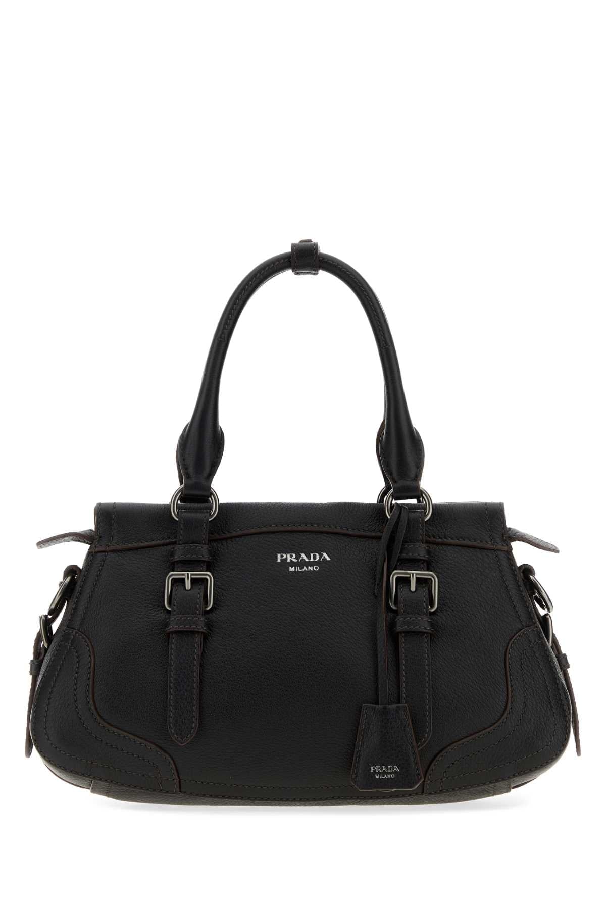 Prada Women Black Leather Large Handbag