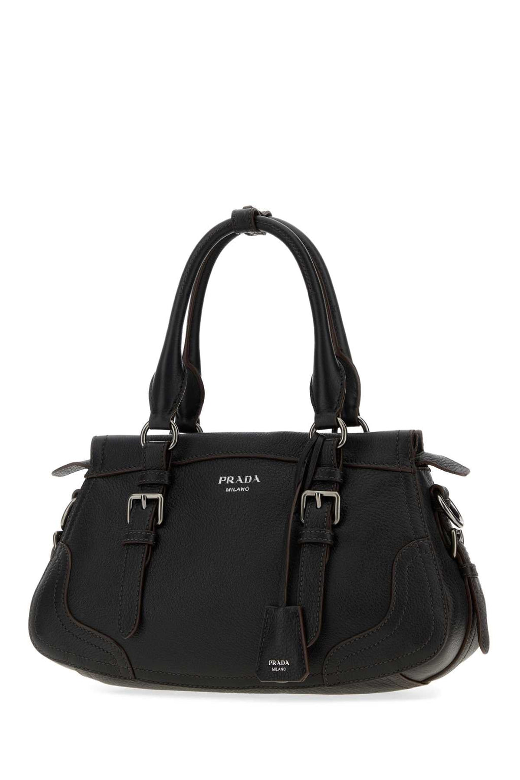 Prada Women Black Leather Large Handbag