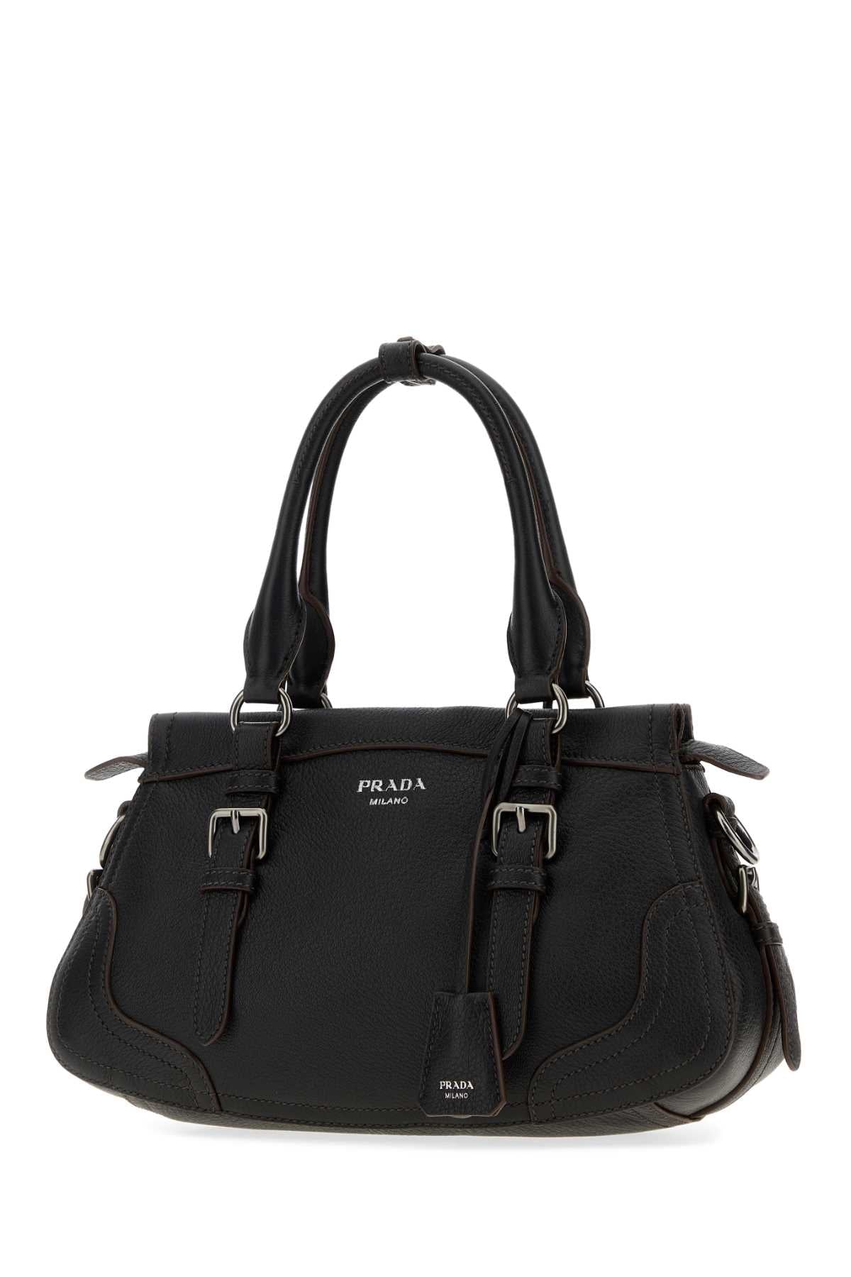 Prada Women Black Leather Large Handbag
