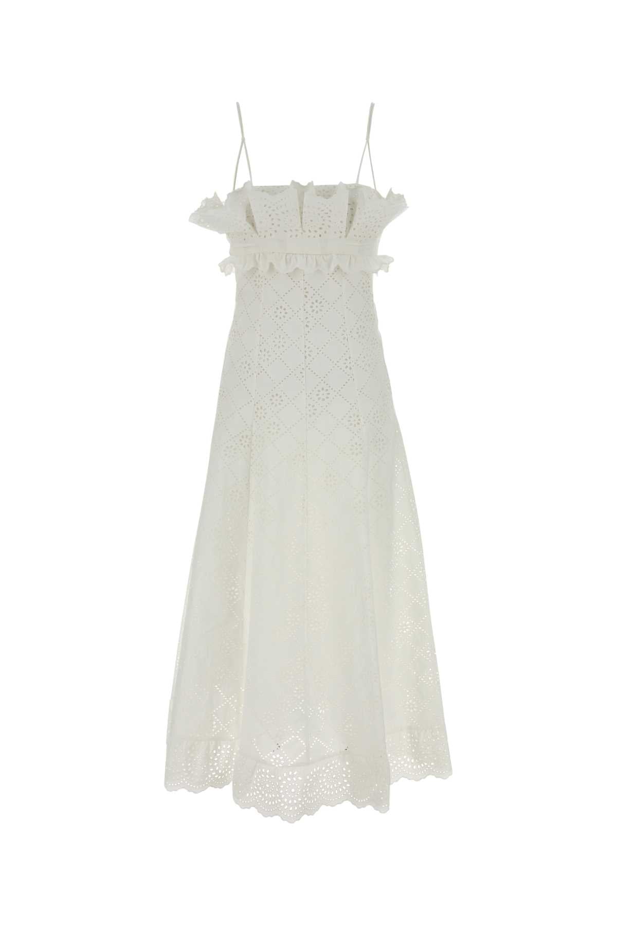 Alberta Ferretti Women White Broderie Anglaise Dress