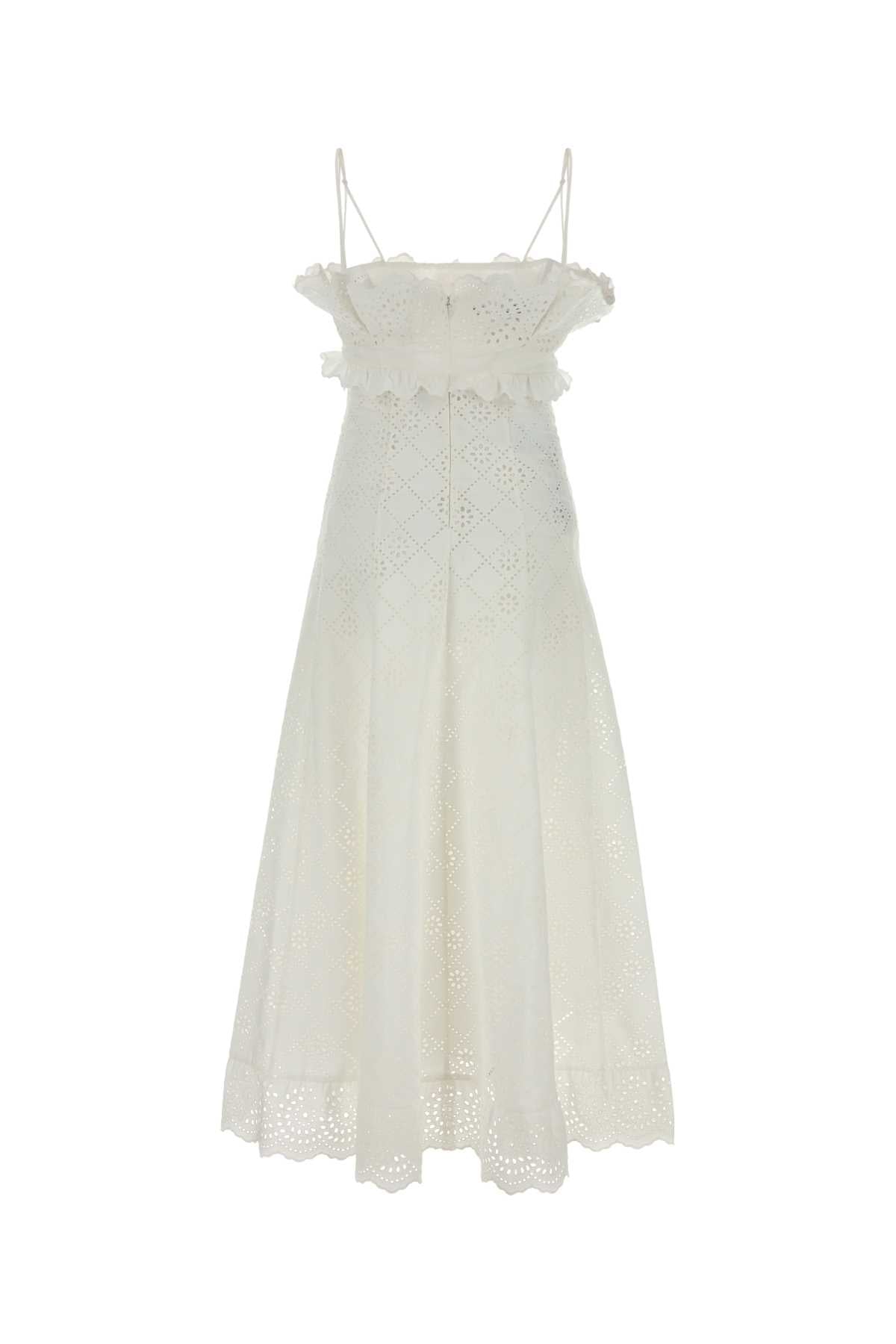 Alberta Ferretti Women White Broderie Anglaise Dress