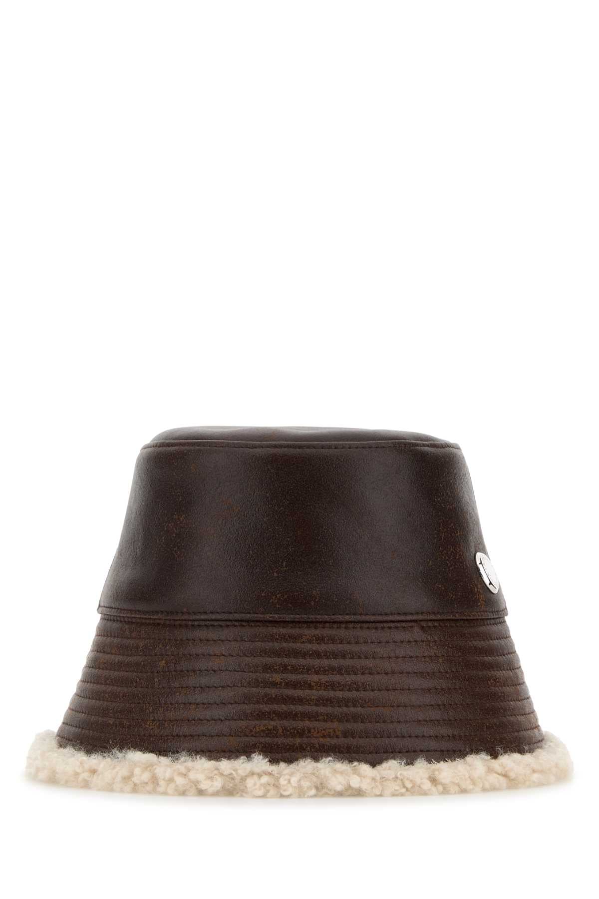 Stella Mccartney Women Brown Synthetic Leather Bucket Hat
