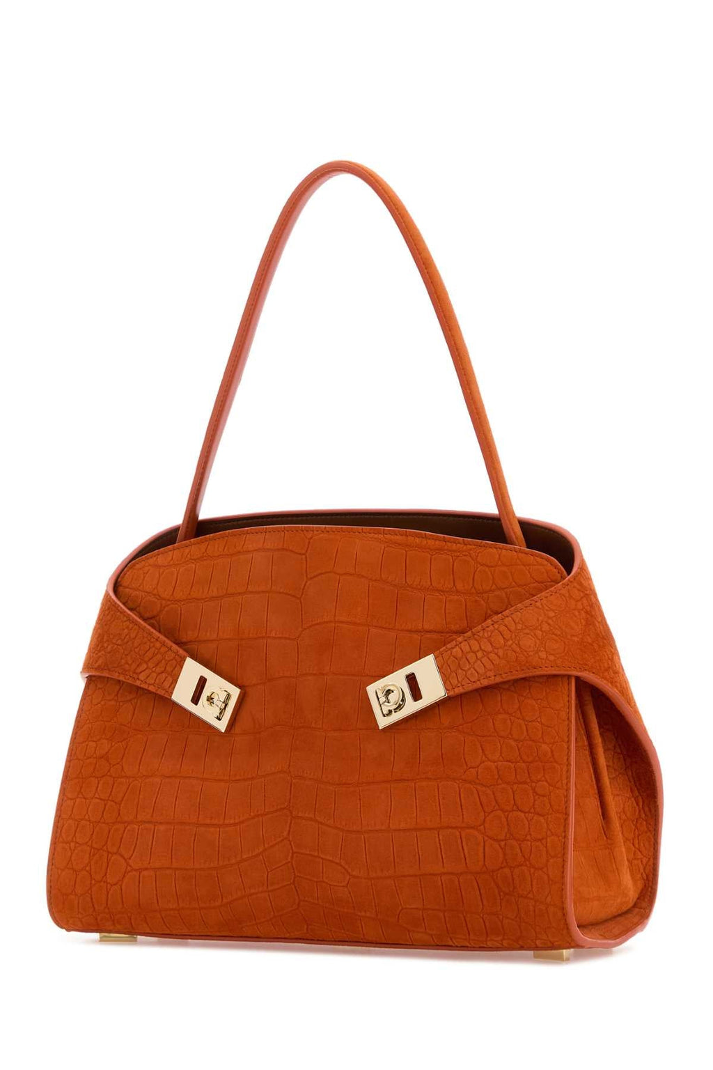 Salvatore Ferragamo Women Orange Suede Medium Hug Soft Shoulder Bag