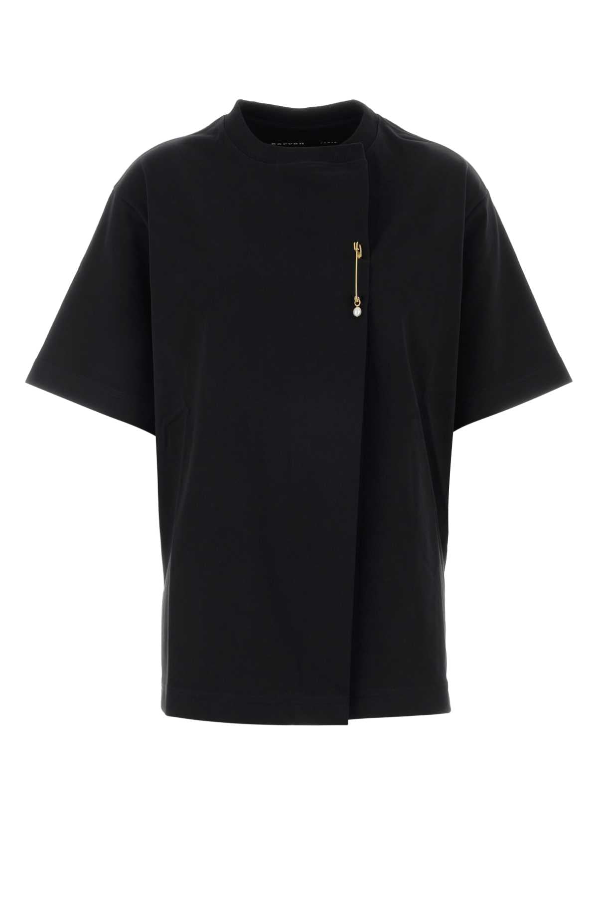 Carven Women Black Cotton Oversize T-Shirt