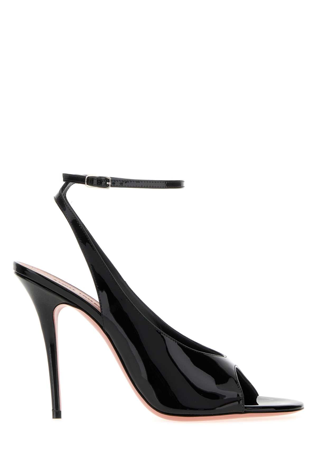 Amina Muaddi Women Black Leather Anok Sandals