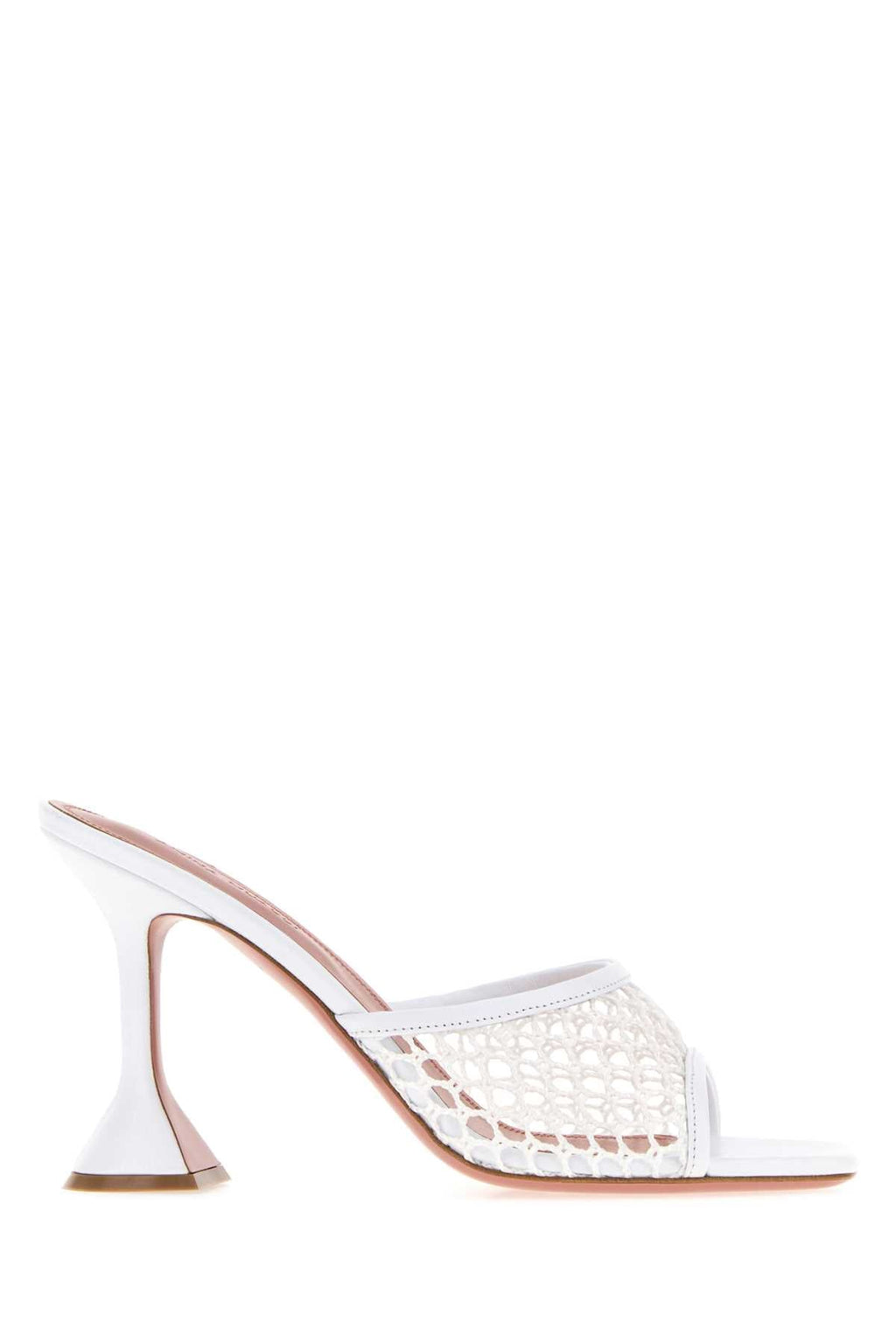 Amina Muaddi Women White Leather And Mesh Lupita Net Mules
