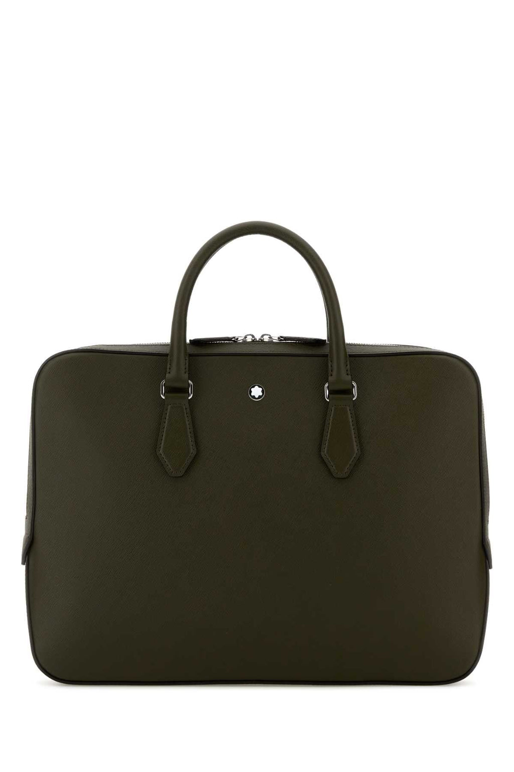 Montblanc Men Olive Green Leather Sartorial Briefcase