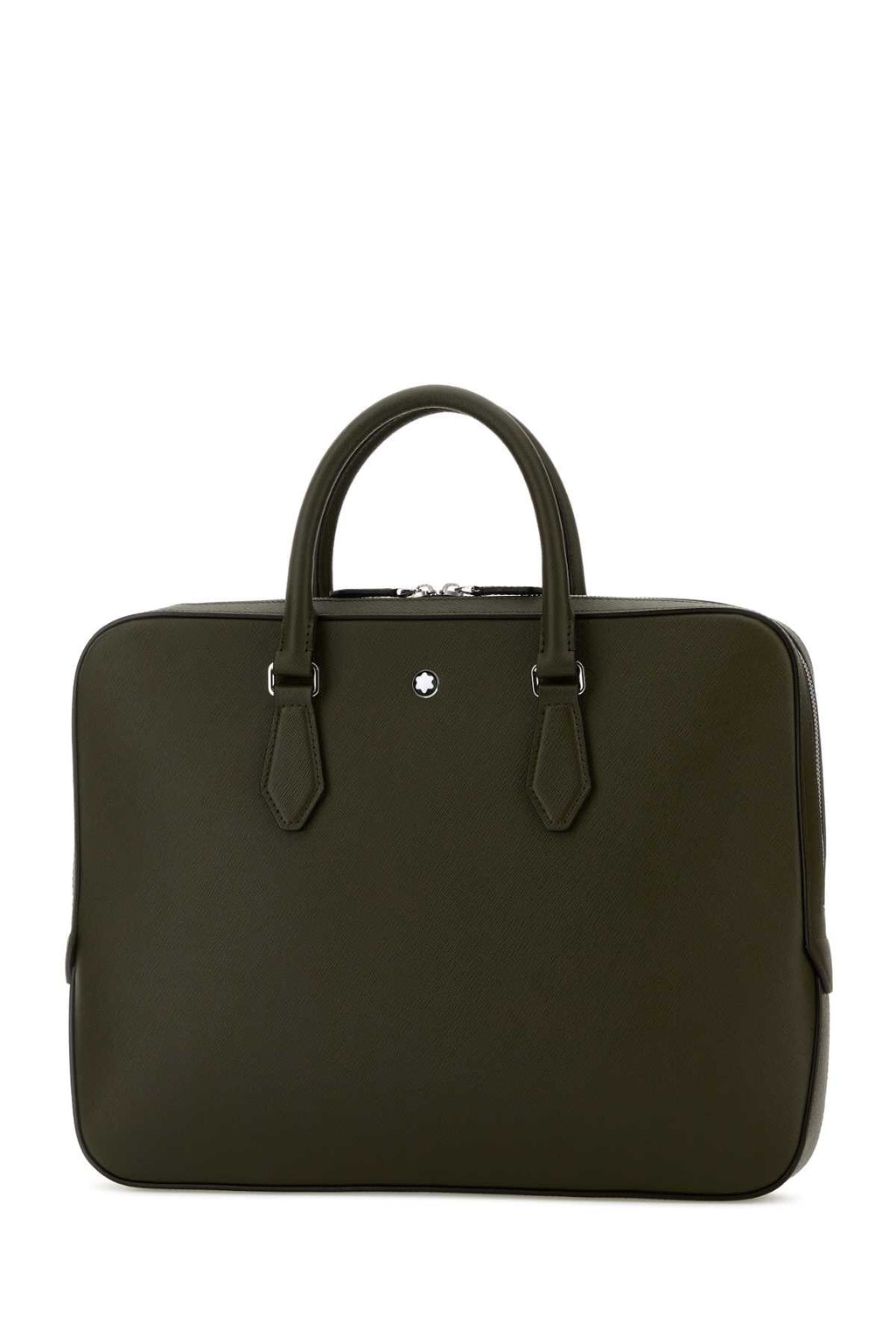 Montblanc Men Olive Green Leather Sartorial Briefcase