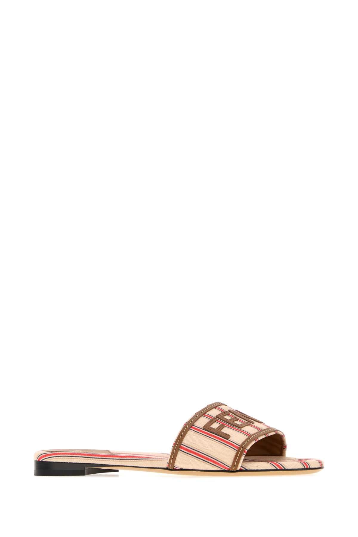 Fendi Women Embroidered Canvas Fendi Sunshine Slippers