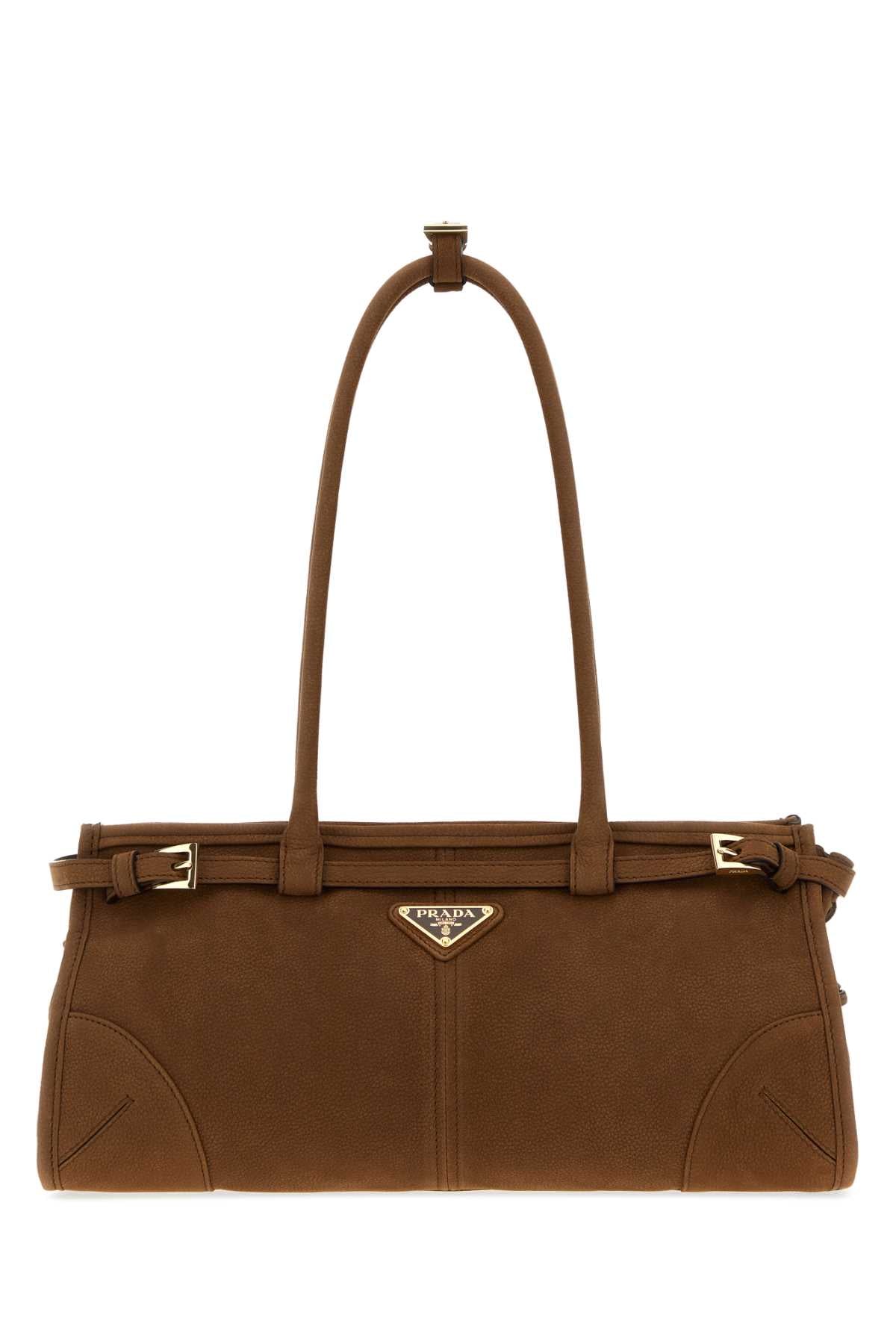 Prada Women Brown Nabuk Prada Bonnie Shoulder Bag