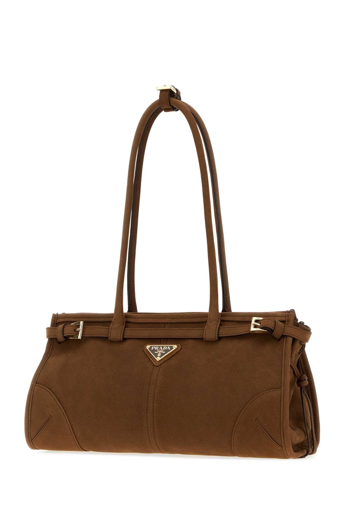 Prada Women Brown Nabuk Prada Bonnie Shoulder Bag