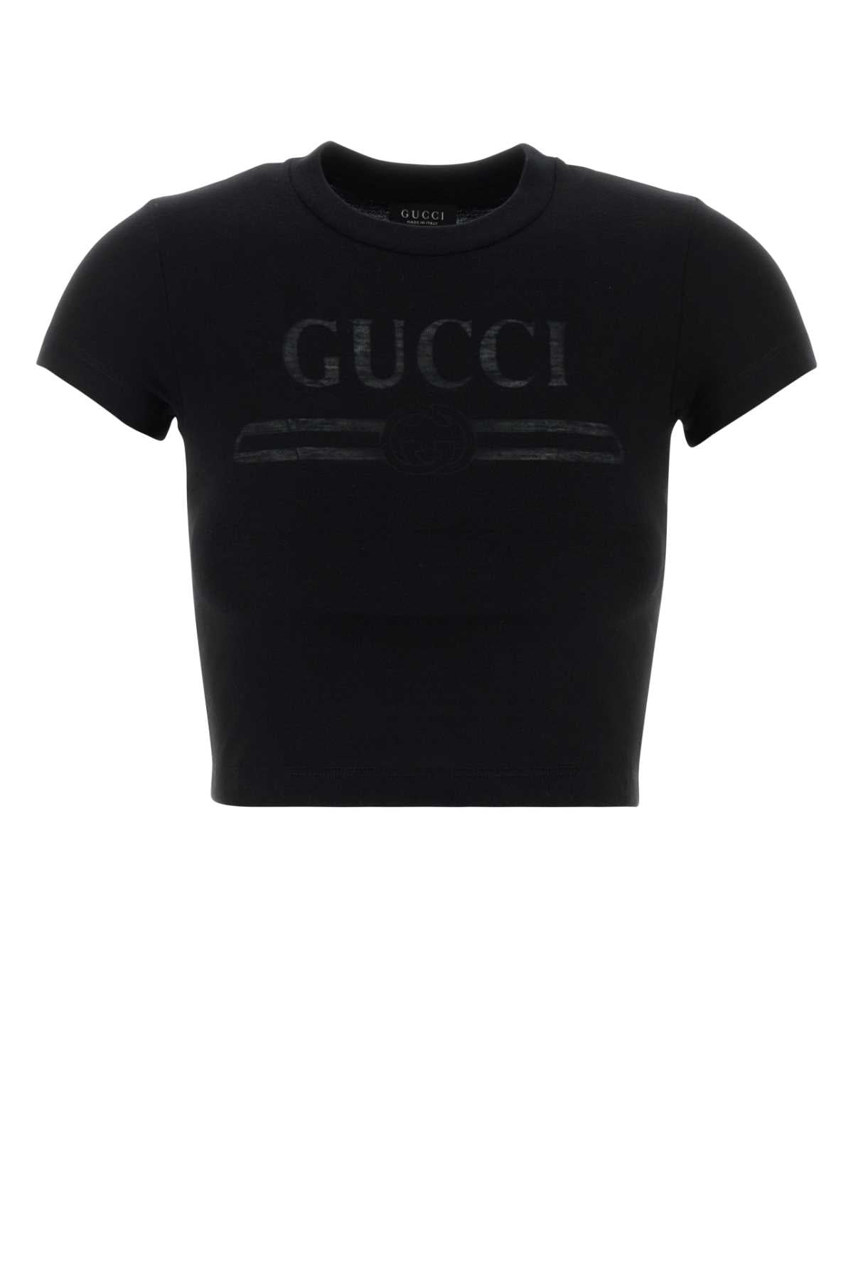 Gucci Women Black Cotton Blend T-Shirt