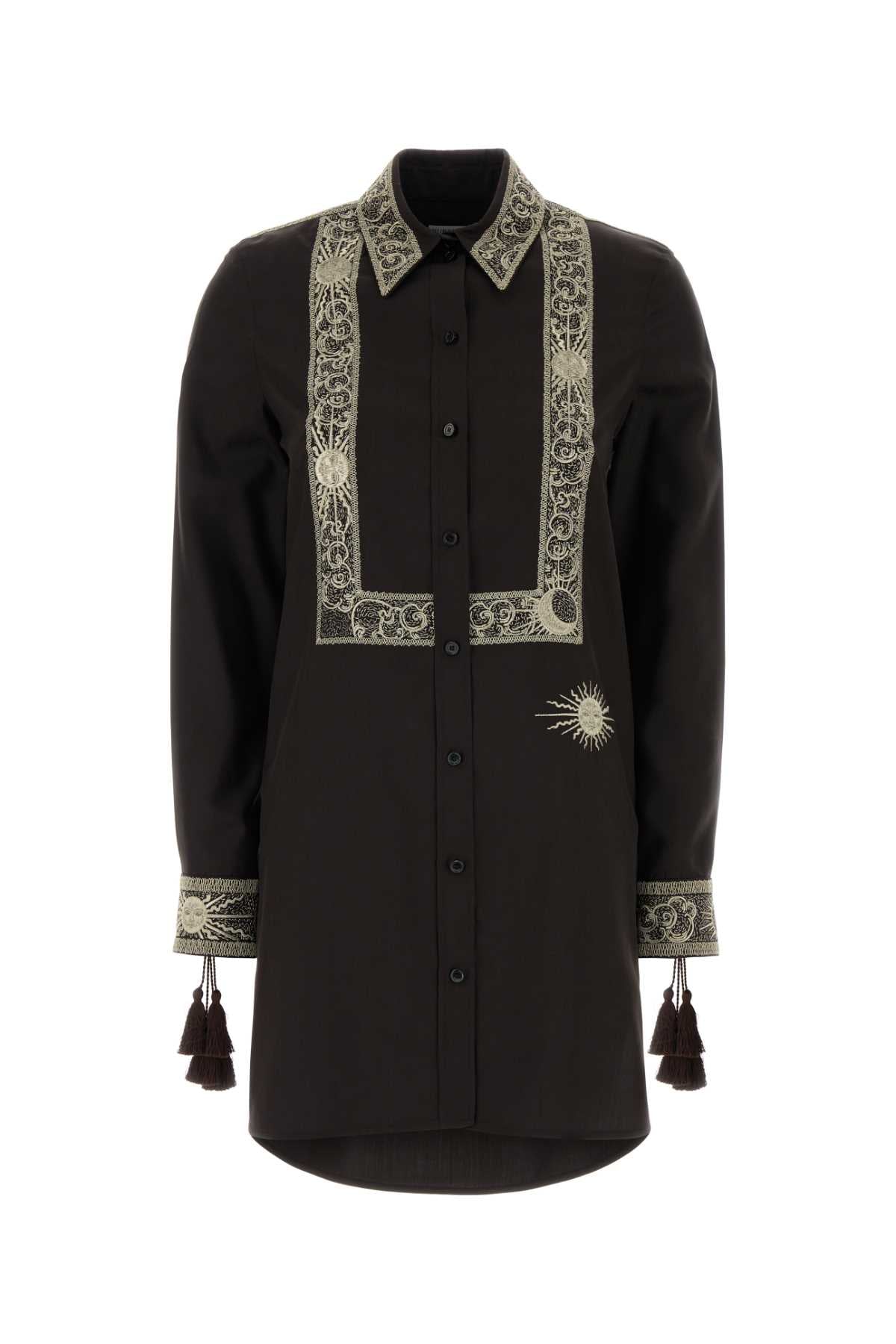 Burberry Women Chocolate Silk Shirt Dress