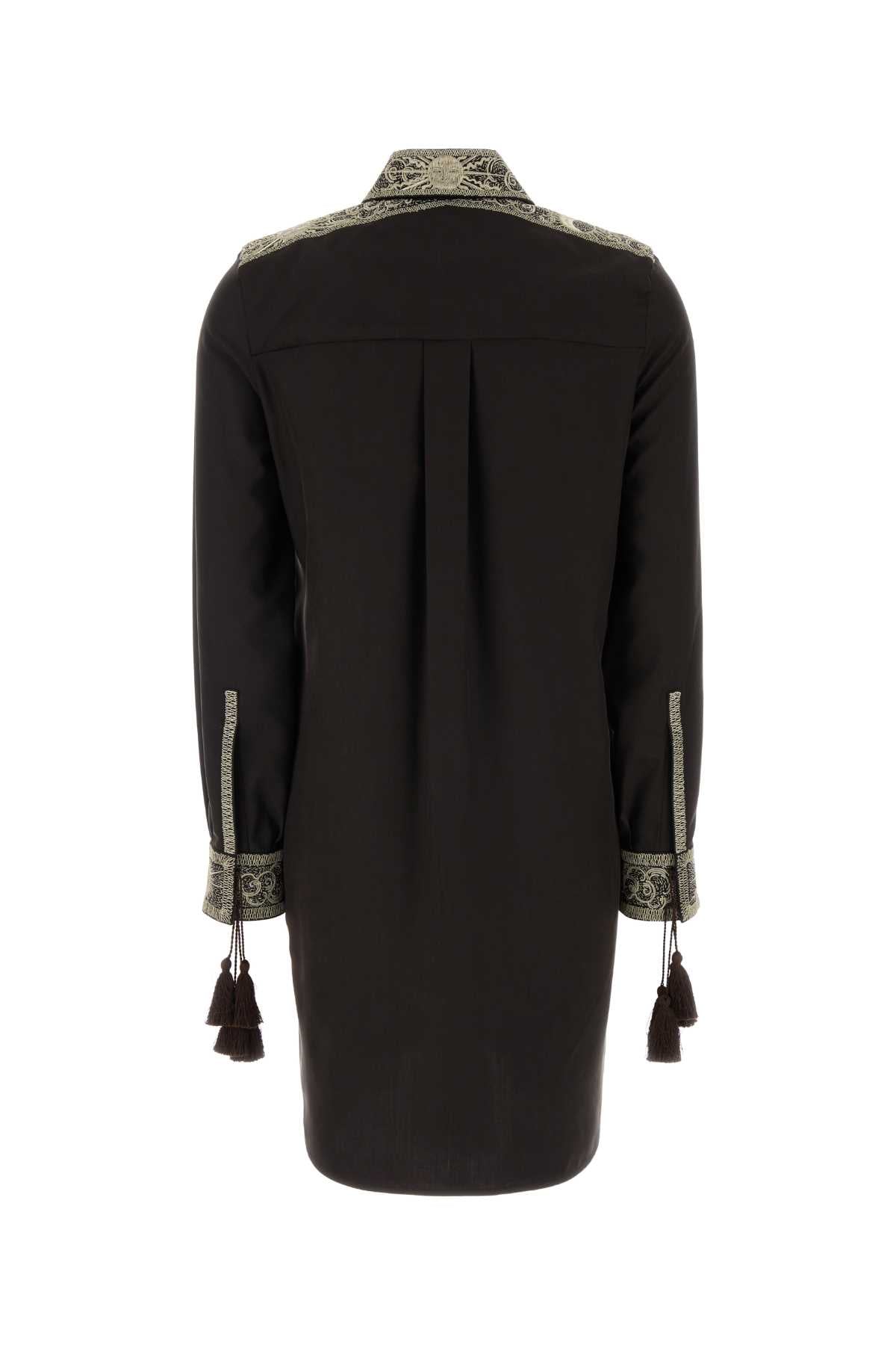 Burberry Women Chocolate Silk Shirt Dress