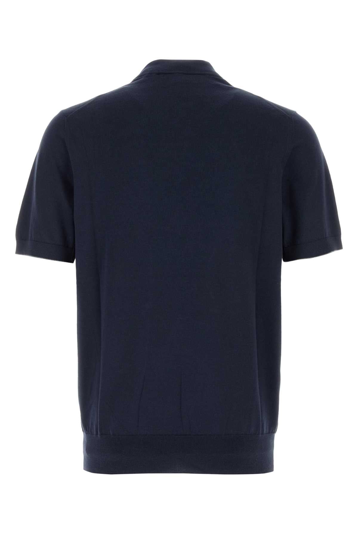 Brunello Cucinelli Men Navy Blue Knit T-Shirt