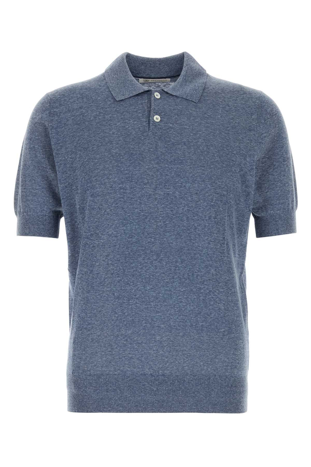 Brunello Cucinelli Men Air Force Blue Linen Blend Polo Shirt