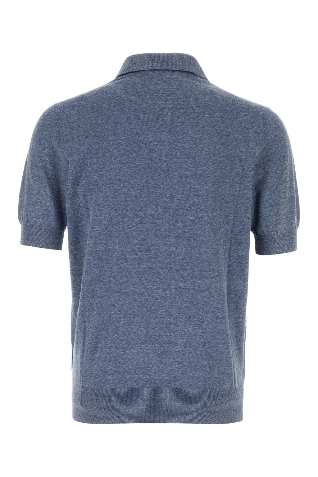 Brunello Cucinelli Men Air Force Blue Linen Blend Polo Shirt