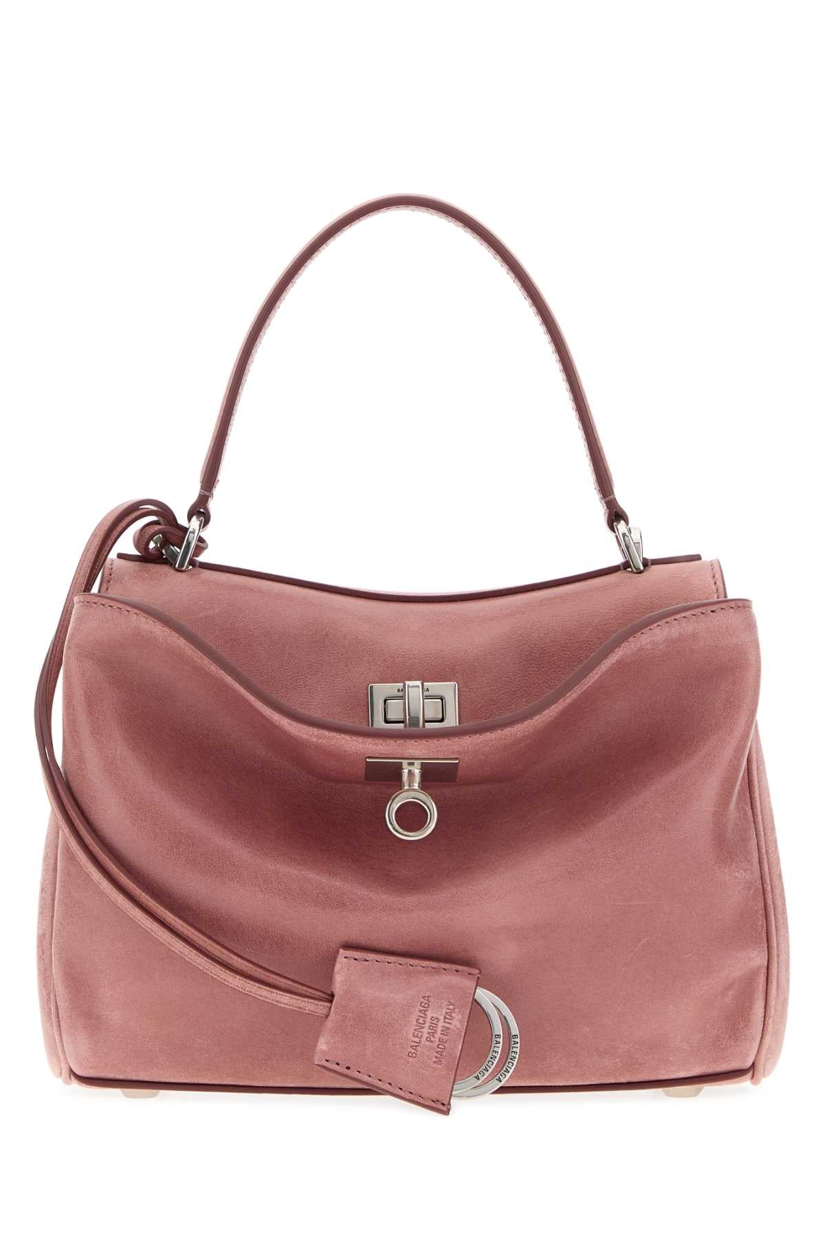 Balenciaga Women Dark Pink Leather Mini Rodeo Handbag