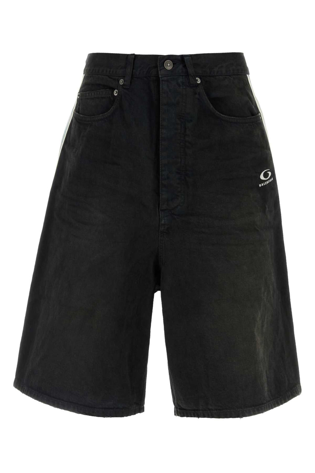 Balenciaga Men Black Denim Bermuda Shorts