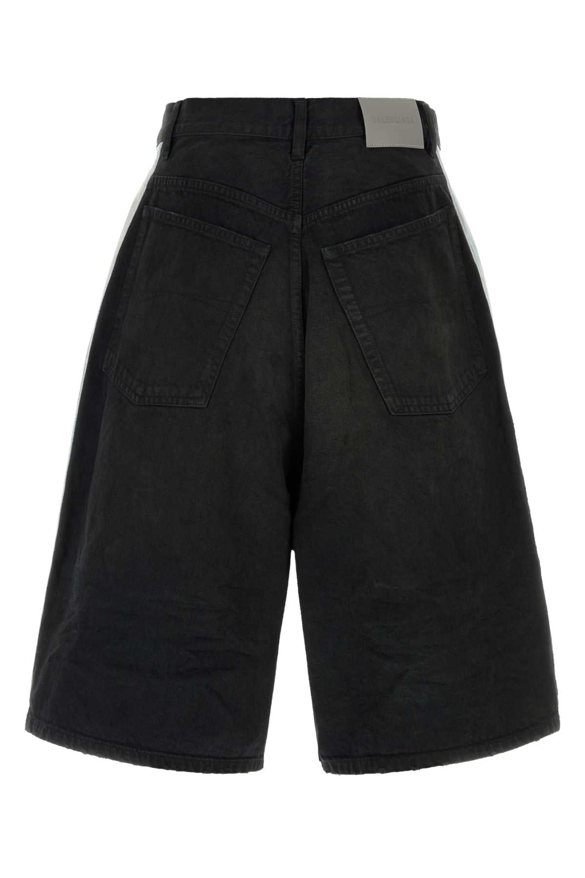 Balenciaga Men Black Denim Bermuda Shorts
