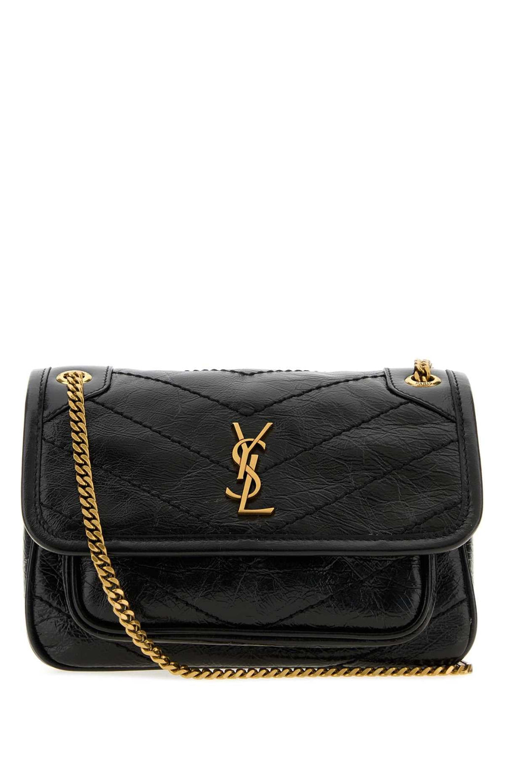 Saint Laurent Women Black Leather Mini Niki Shoulder Bag