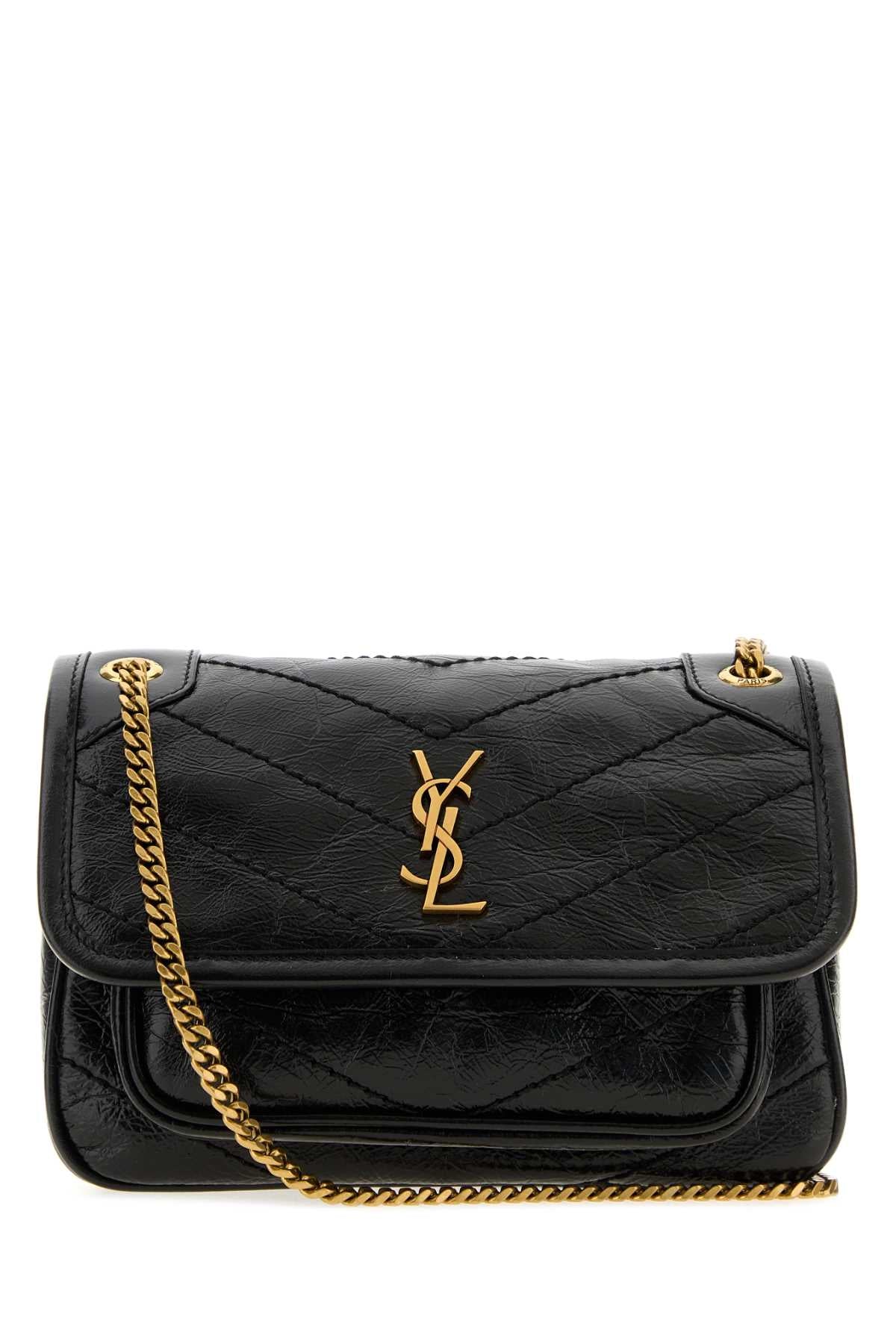 Saint Laurent Women Black Leather Mini Niki Shoulder Bag