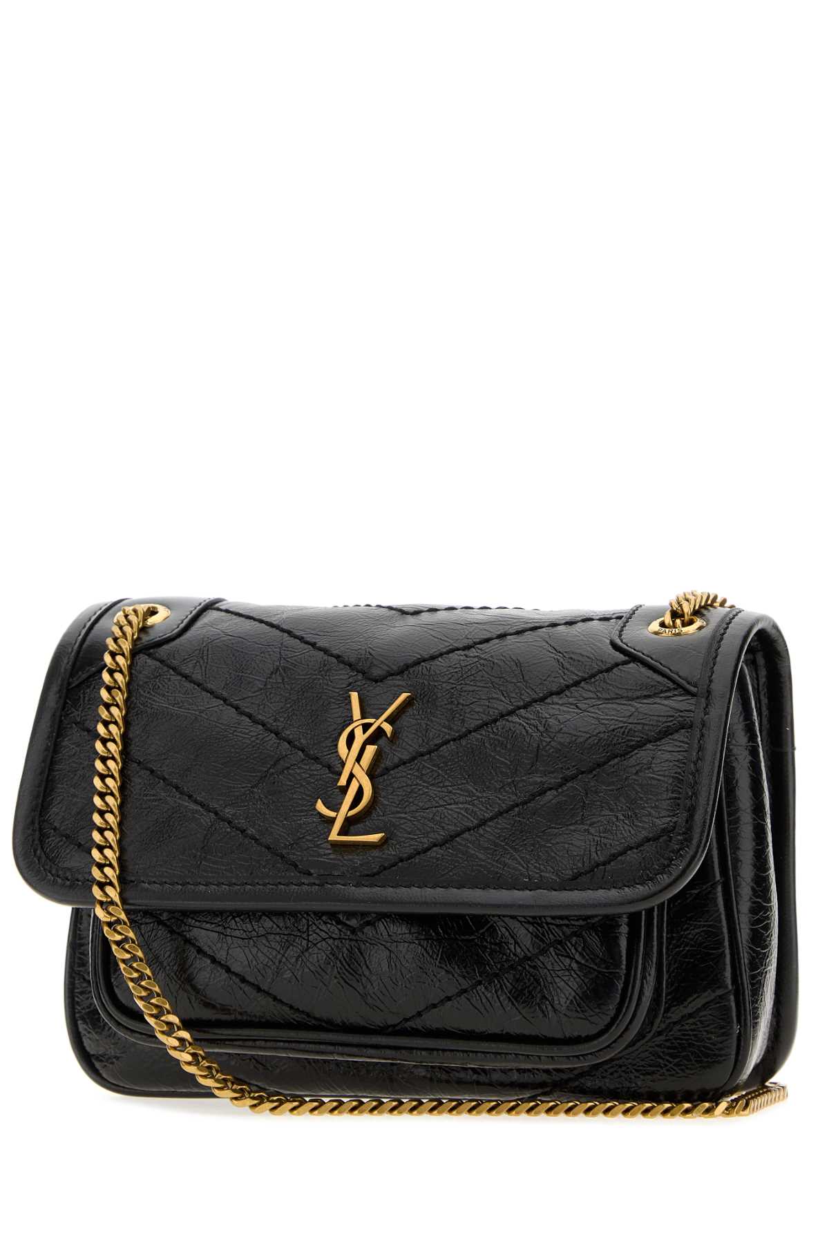 Saint Laurent Women Black Leather Mini Niki Shoulder Bag
