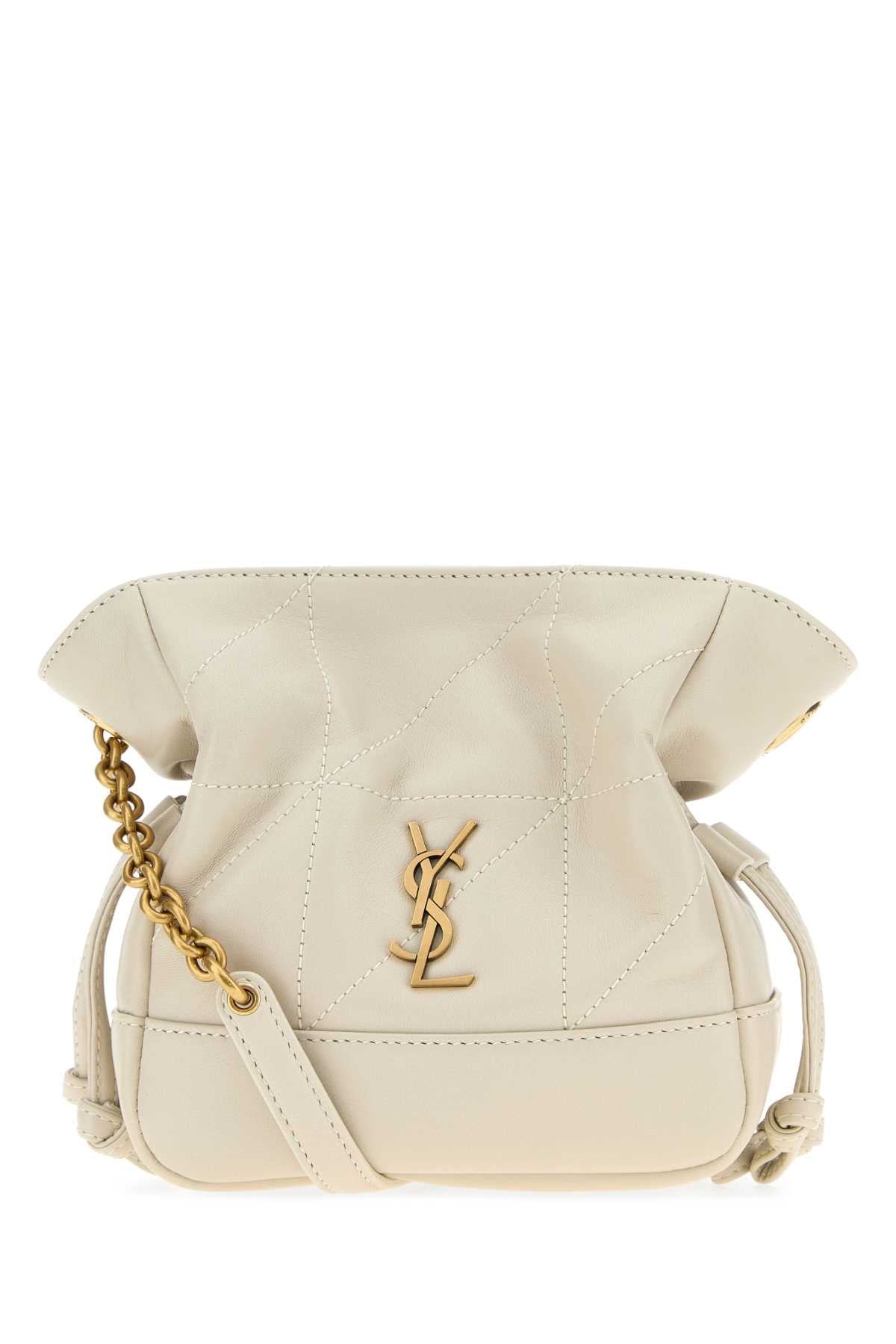 Saint Laurent Women Sand Leather Mini Jamie Bucket Bag