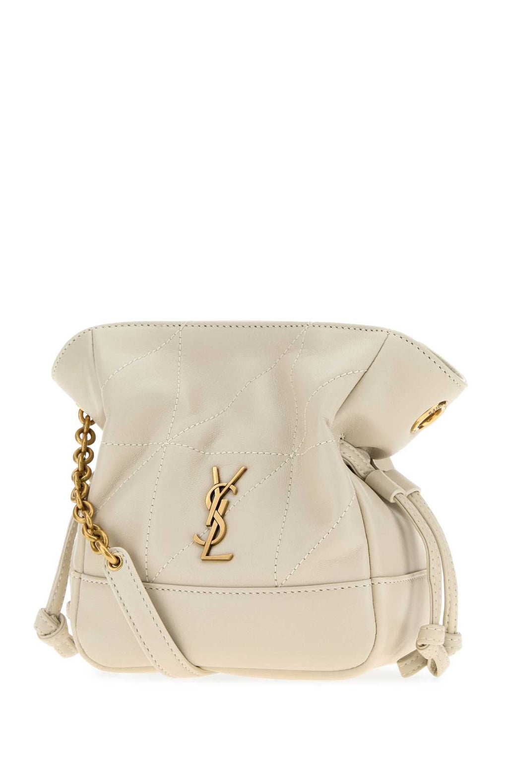Saint Laurent Women Sand Leather Mini Jamie Bucket Bag