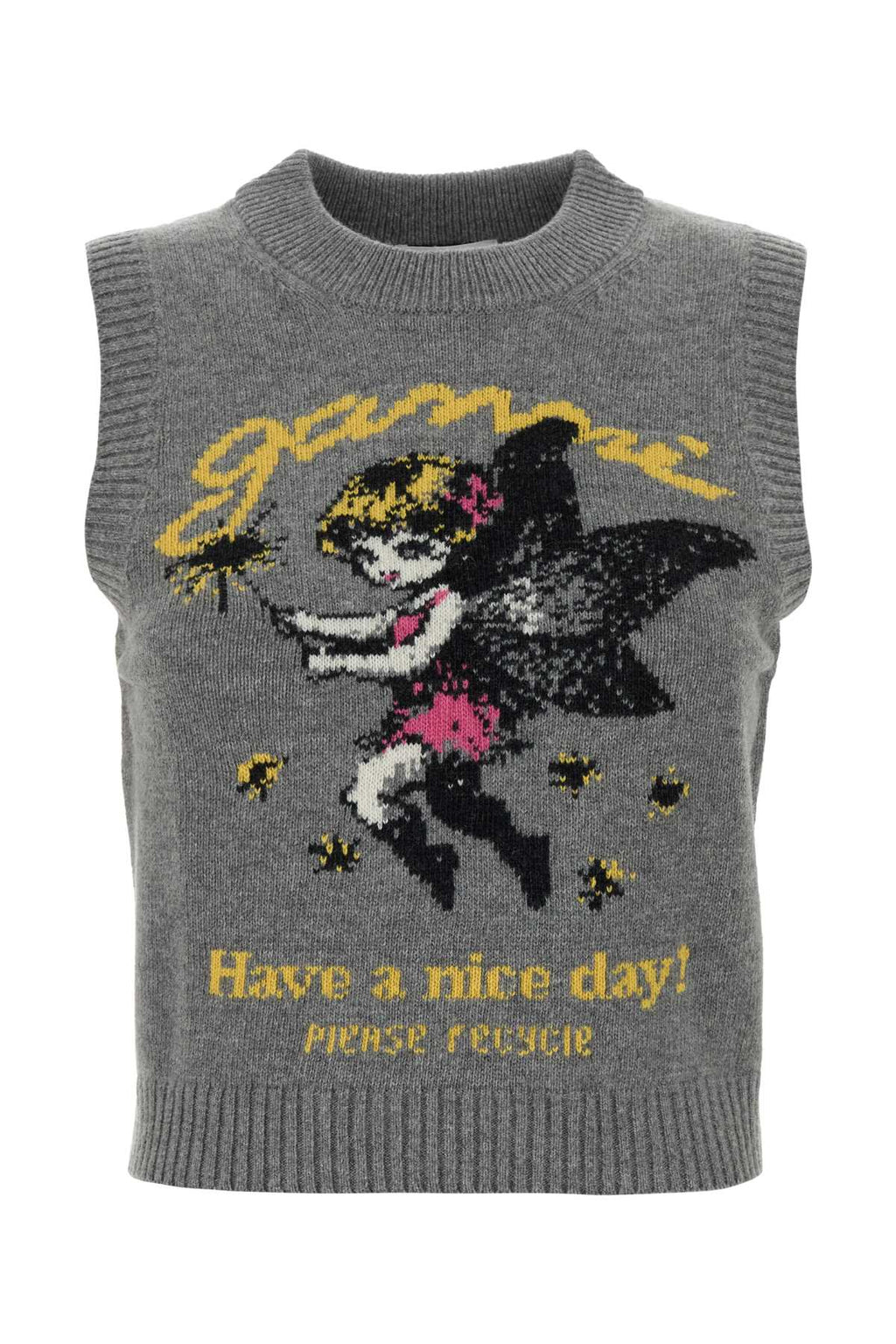 Ganni Women Grey Wool Blend Vest