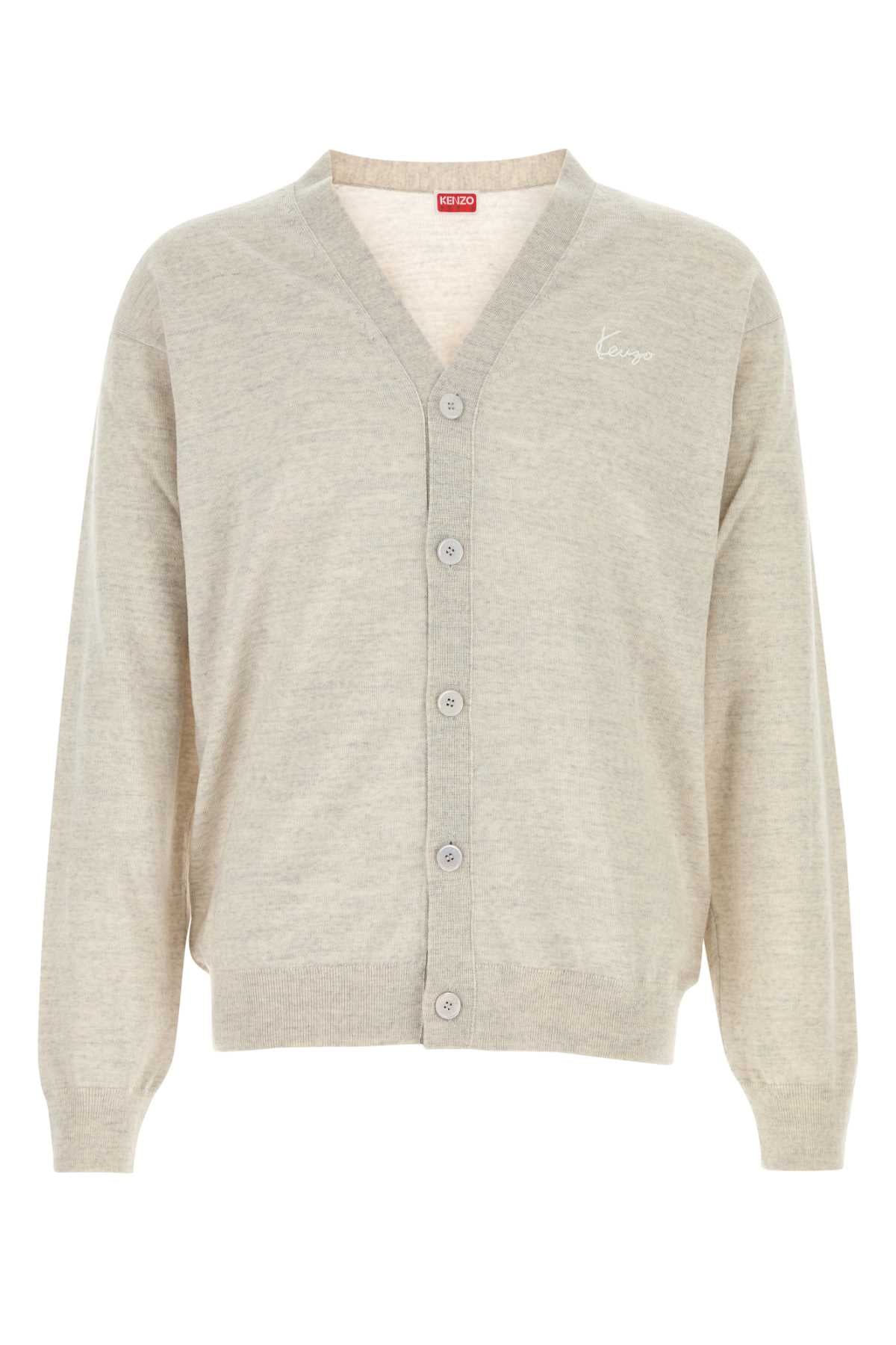 Kenzo Men Light Grey Wool Cardigan
