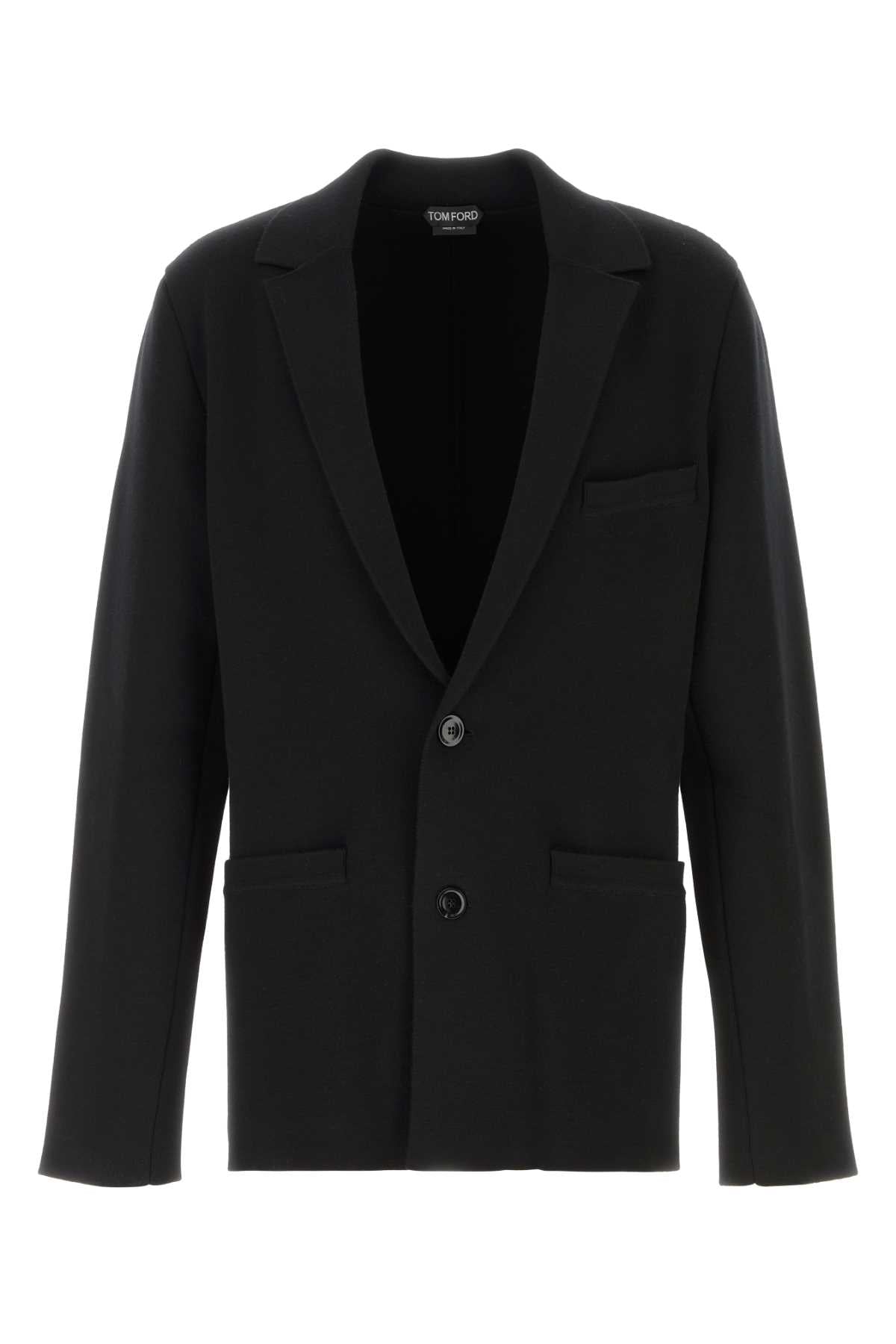 Tom Ford Men Black Stretch Wool Blend Blazer
