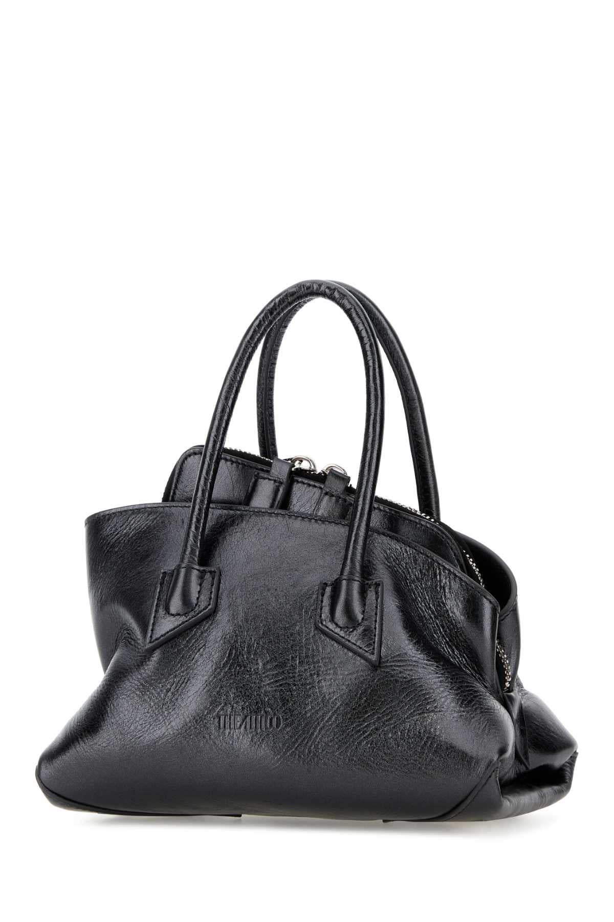 The Attico Women Charcoal Leather Mini La Passeggiata Handbag