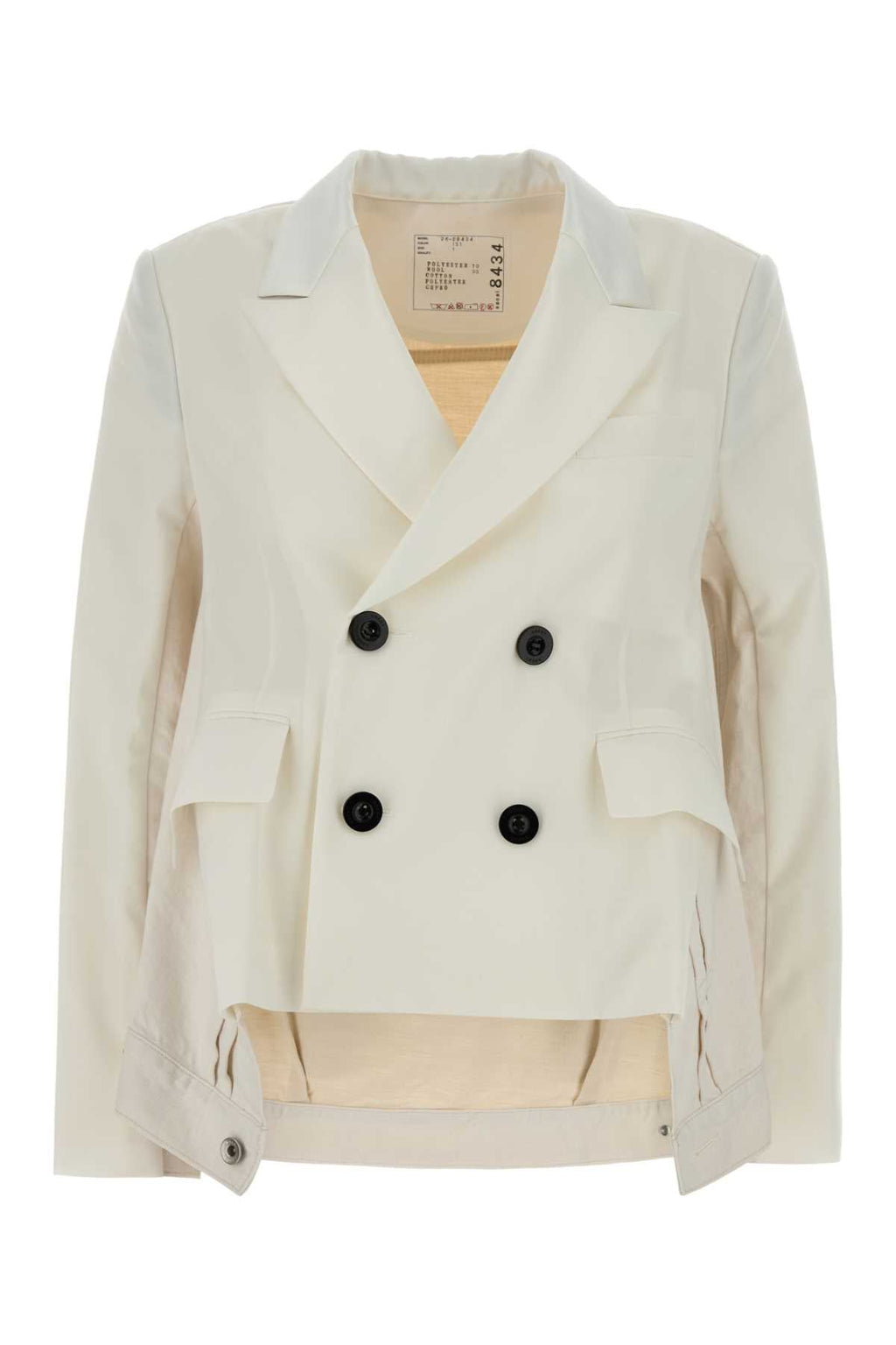 Sacai Women Ivory Twill And Denim Blazer