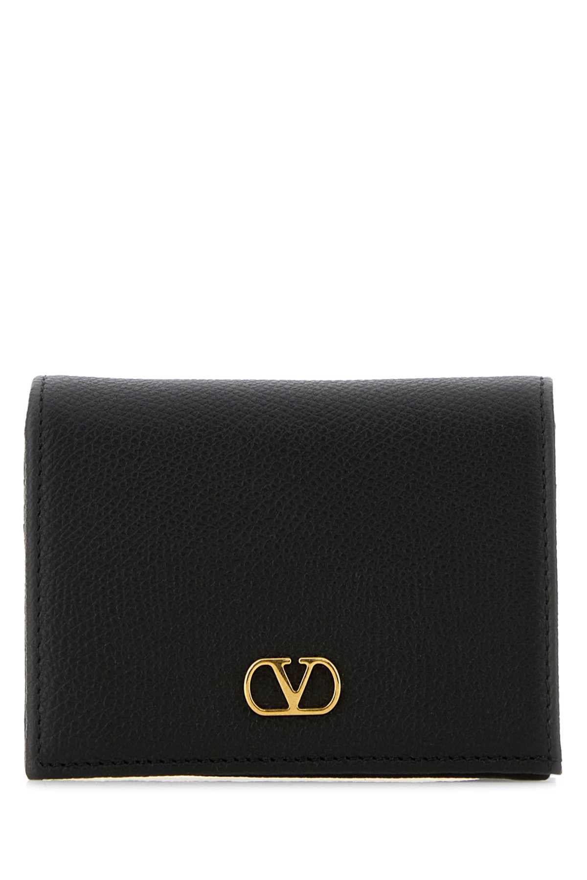 Valentino Garavani Women Black Leather Vlogo Wallet