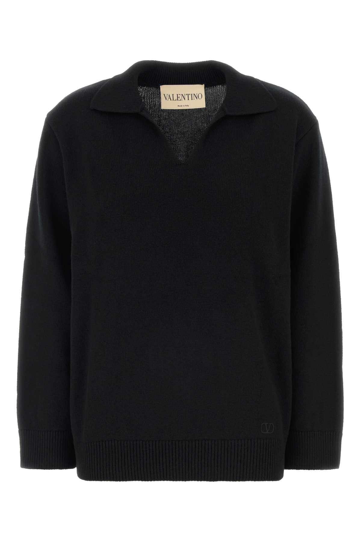Valentino Garavani Women Black Cashmere Polo Shirt