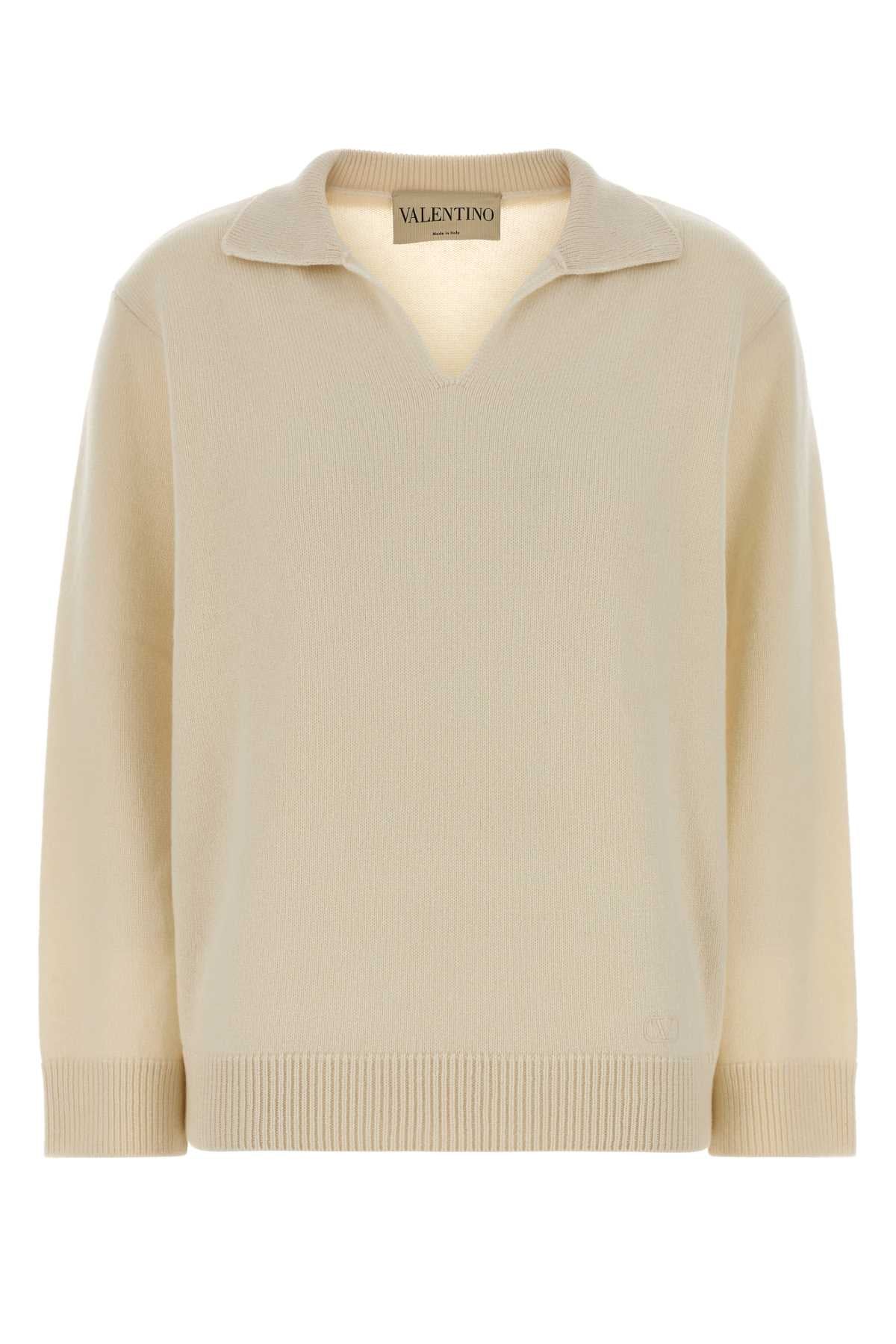 Valentino Garavani Women Ivory Cashmere Polo Shirt