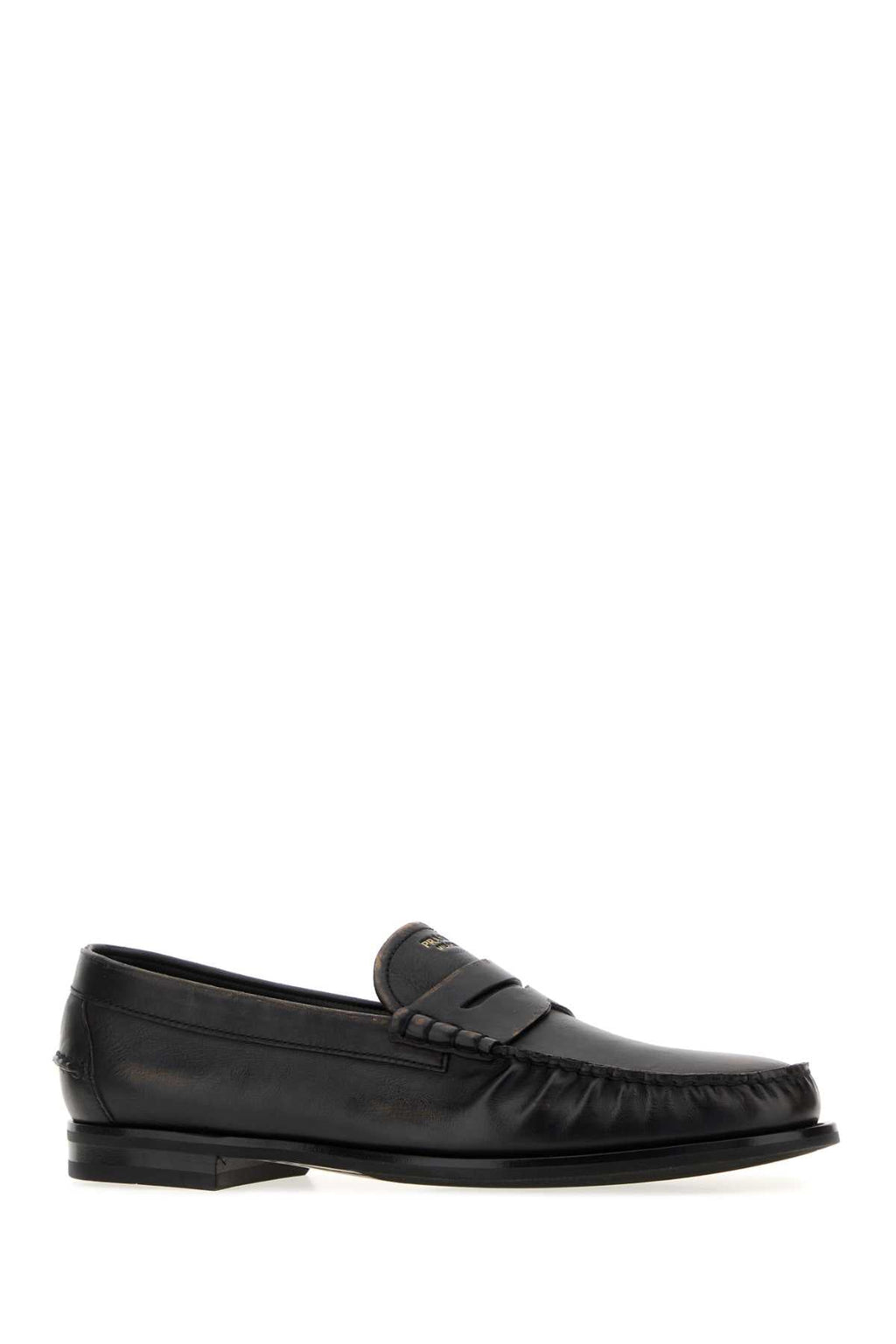 Prada Men Black Leather Loafers