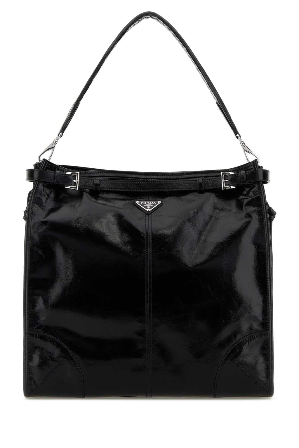 Prada Men Black Leather Prada Bonnie Shopping Bag