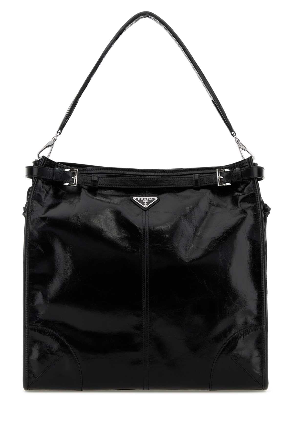 Prada Men Black Leather Prada Bonnie Shopping Bag