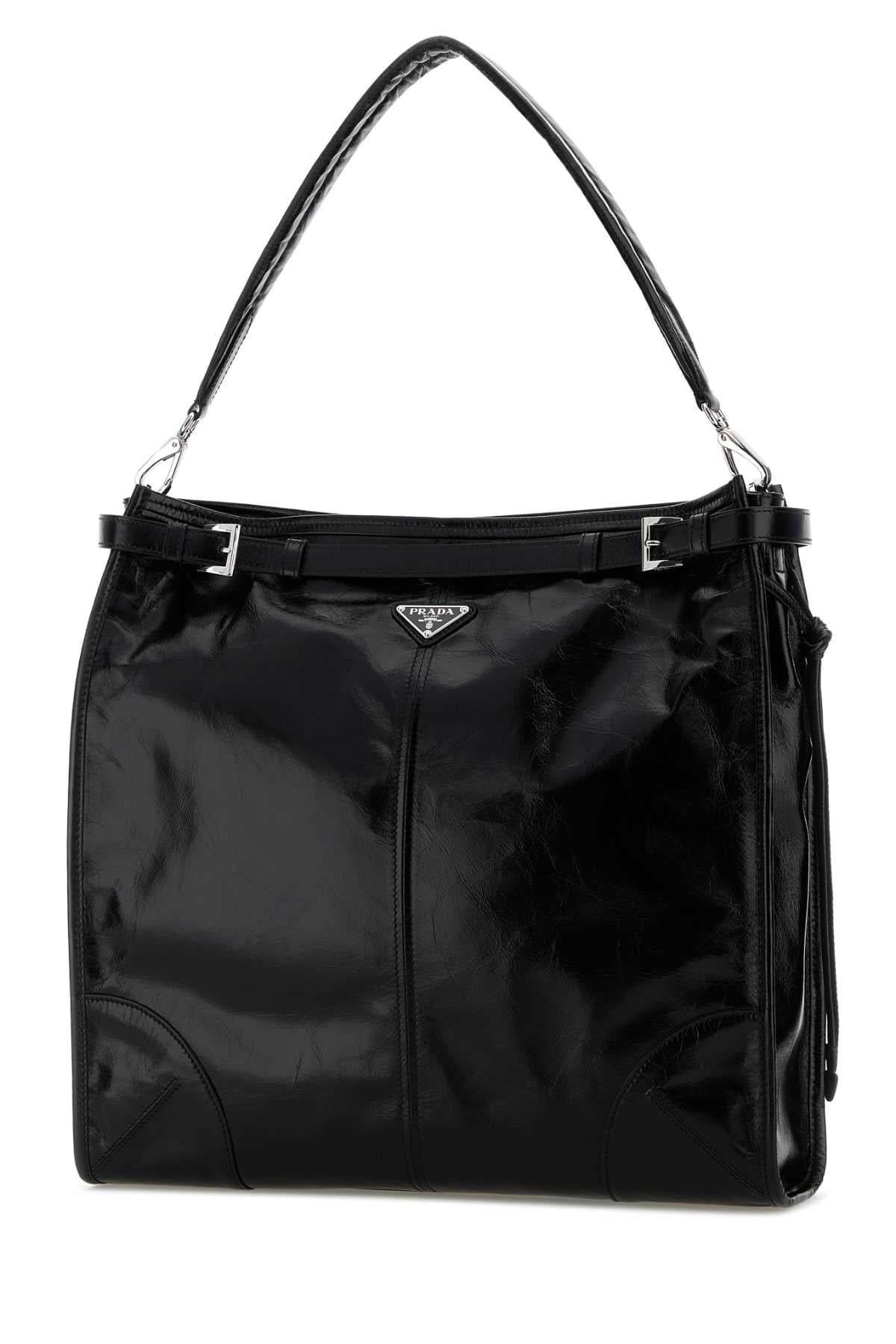 Prada Men Black Leather Prada Bonnie Shopping Bag