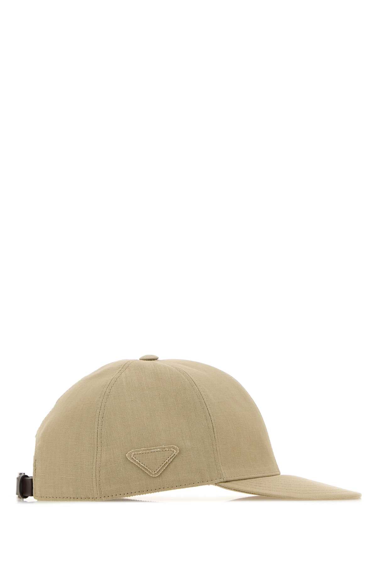 Prada Men Sand Linen Baseball Cap