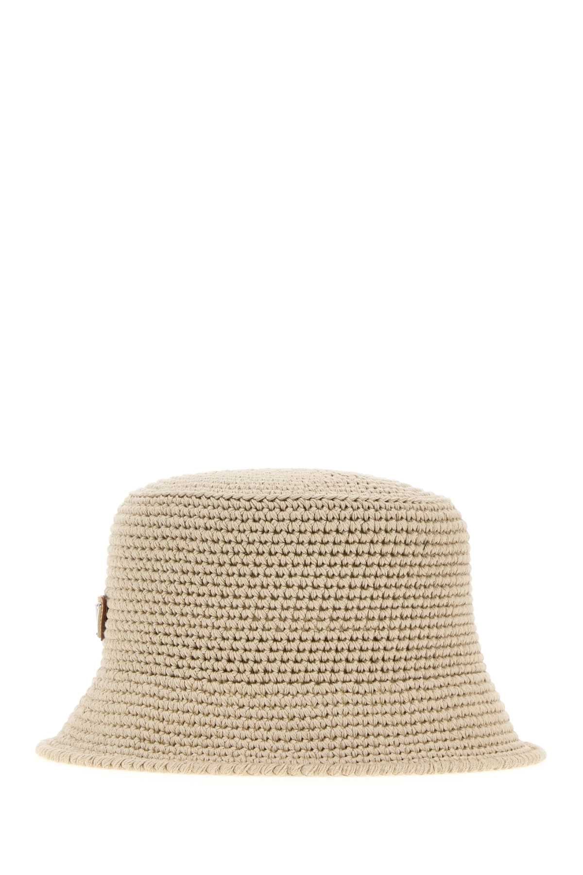 Prada Men Sand Crochet Bucket Hat