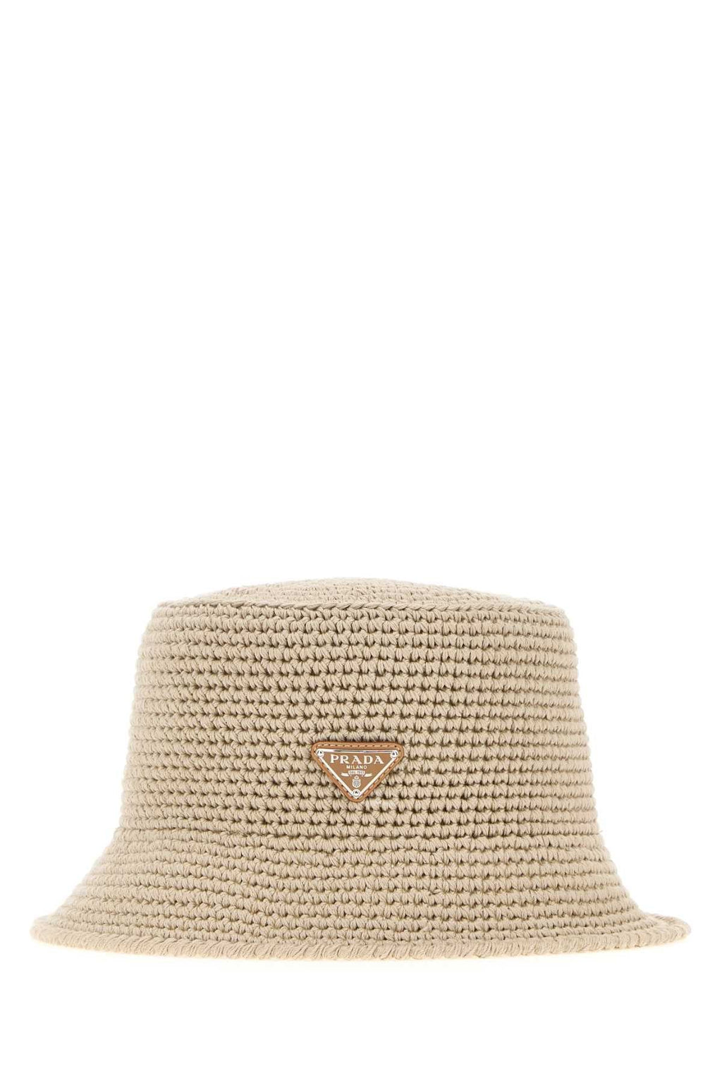Prada Men Sand Crochet Bucket Hat
