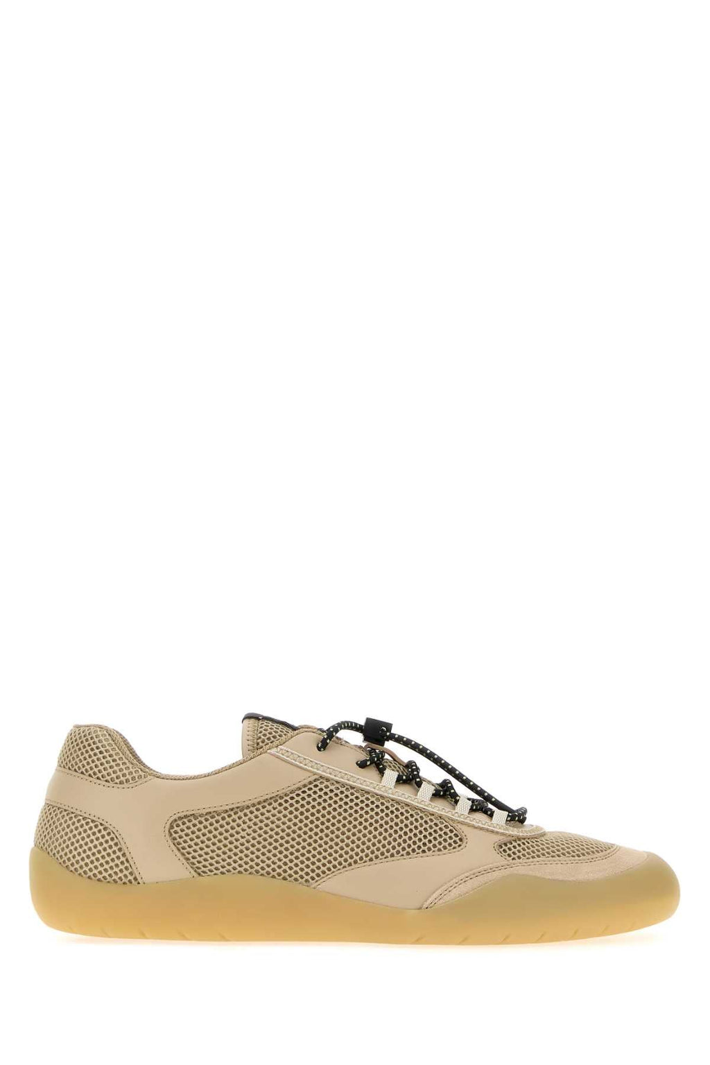 Prada Men Beige Leather And Mesh Speedrock Sneakers