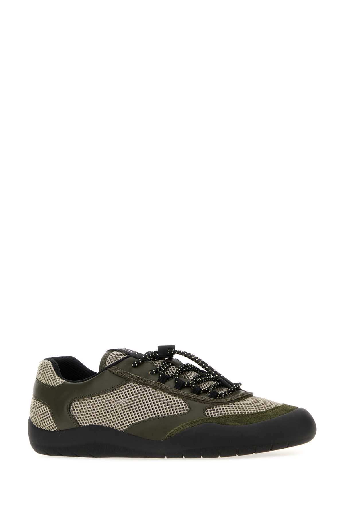 Prada Men Multicolor Leather And Mesh Speedrock Sneakers