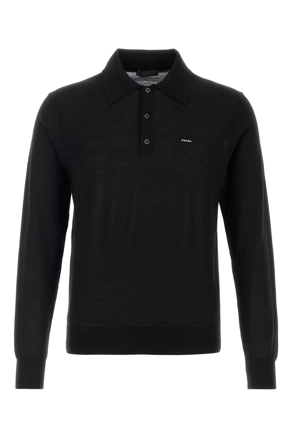 Prada Men Black Wool Polo Shirt
