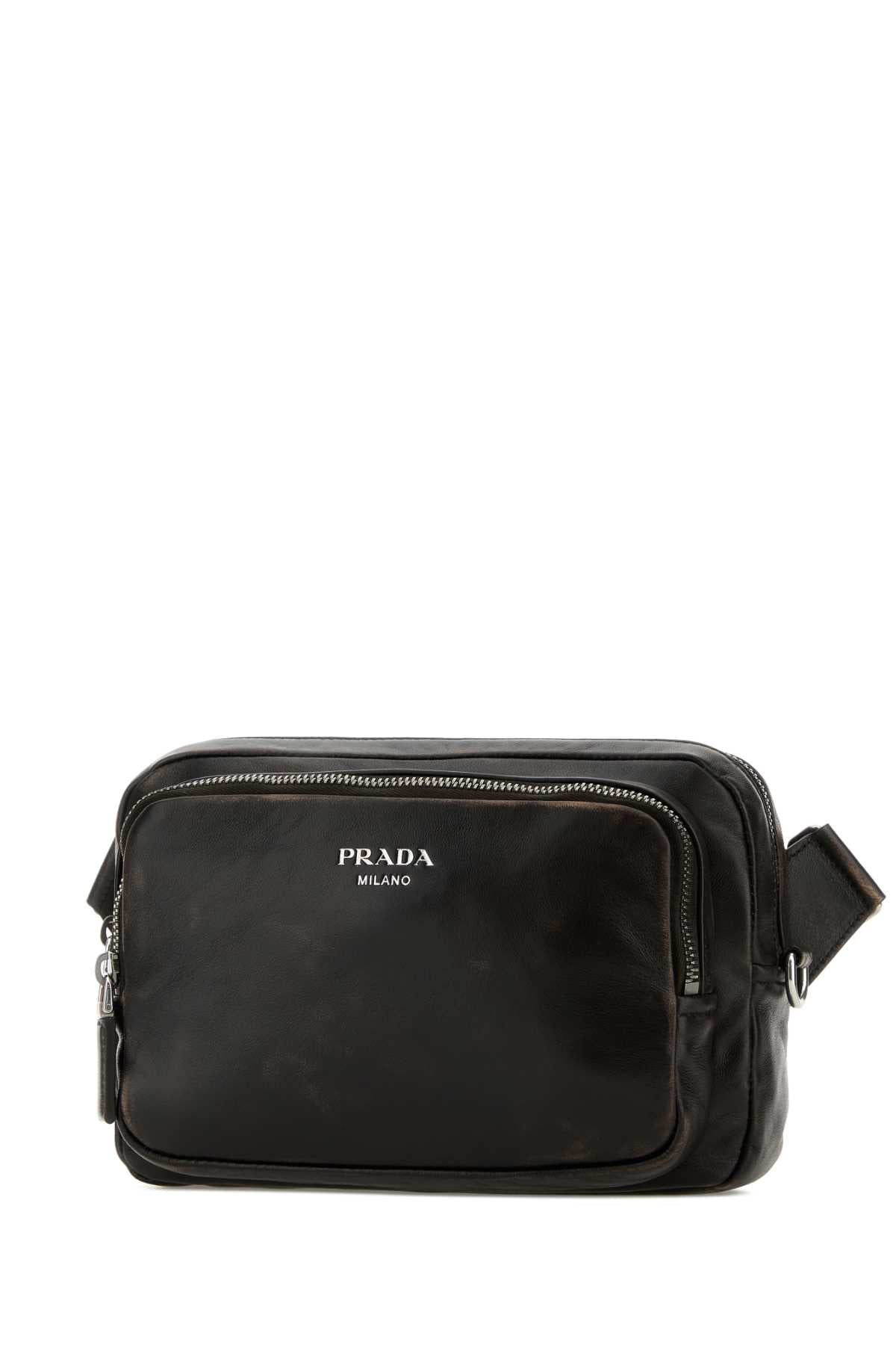 Prada Men Dark Brown Nappa Leather Crossbody Bag