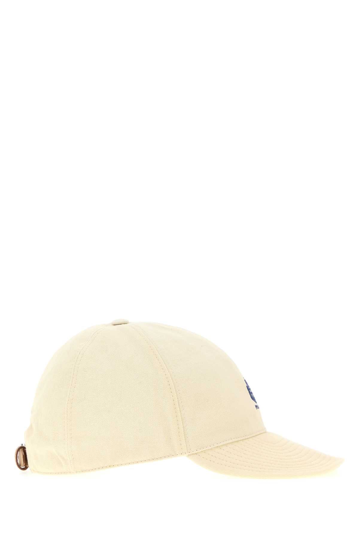 Prada Men Cream Cotton Baseball Cap