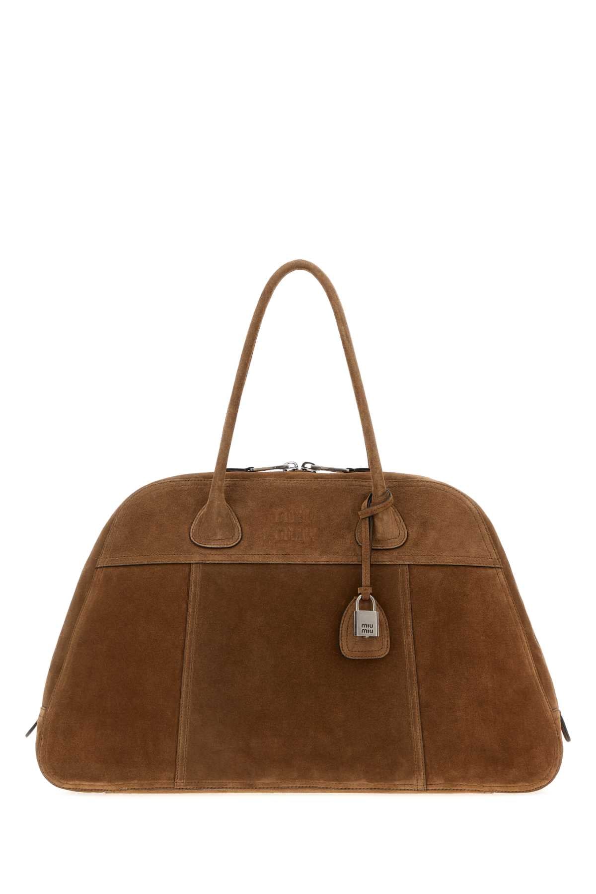 Miu Miu Women Brown Suede Vivant Shopping Bag